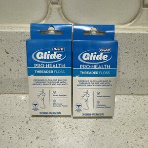 2-Oral-B GLIDE Pro-Health THREADER FLOSS 30 single use packets ORIGINAL NEW